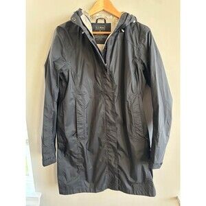 L.L. Bean Women's Trail Model Raincoat Thigh-Length Waterproof Black - Size Smal